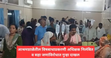 आश्रमशाळेतील विषबाधाप्रकरणी अधिक्षक निलंबित व सहा जणांविरोधात गुन्हा दाखल